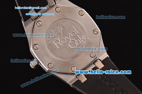 Audemars Piguet Royal Oak Lady Miyota OS2035 Quartz Steel Case with Diamond Bezel Grey Dial and Black Rubber Strap - Click Image to Close